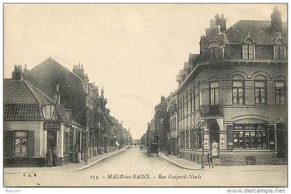 - ref G195 - nord - malo les bains -  rue gaspard neuf - cafe " au repos des chasseurs " - carte bon etat -