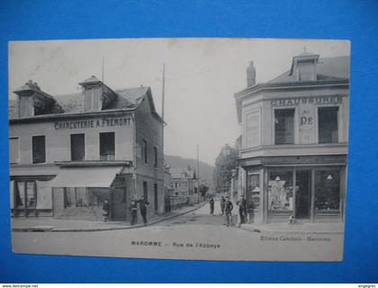 CPA  Maromme - Rue de L'Abbaye   voyagé   (Charcuterie A. Fremont - Chaussures au Dé d'Argent)