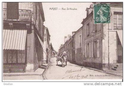 MAYET RUE ST NICOLAS 1908 (ATTELAGE CHEVAL PP)