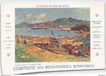 Comores - MAYOTTE - Le paquebot Djemnah en rade - D'après un tableau de Maurice Lévis - Ed. Messageries Maritimes