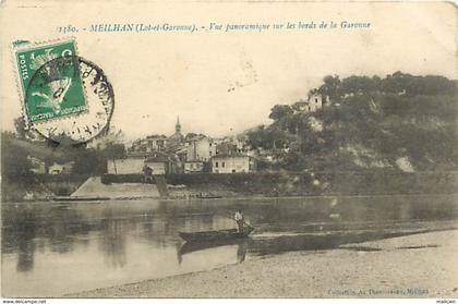 -dpts div.-ref-YY118- lot et garonne - meilhan sur garonne - vue panoramique - barque - carte bon etat -