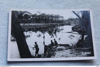 Cpsm, Mimizan plage, pêcheurs au Courant, Landes 40