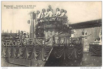 loiret -ref  A03- montargis -cavalcade  du 29 mai 1932- char des reines de l arrondissement   - carte bon etat -