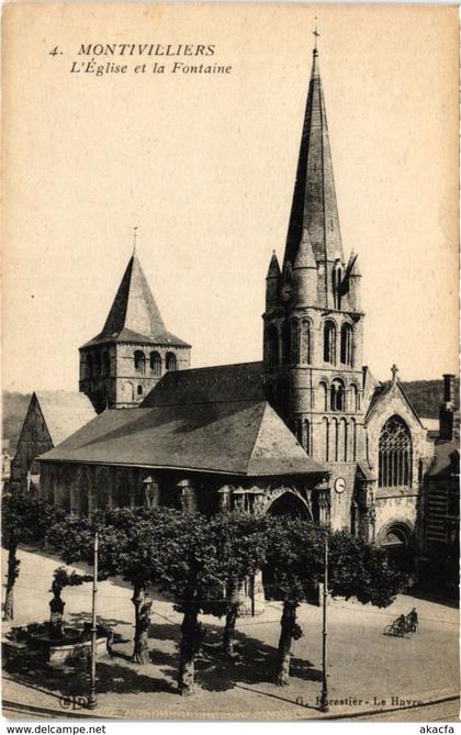 CPA Montivilliers - L'Église et la Fontaine (105423)