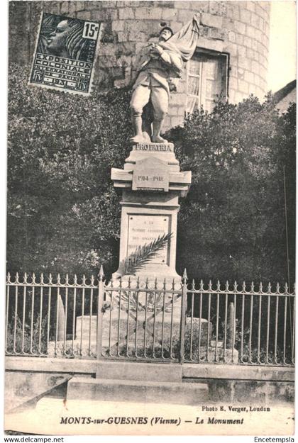 CPA Carte postale France Monts-sur-Guesnes  Le Monument 1931 VM83765