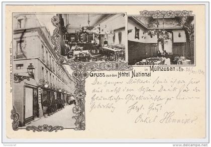 Haut-Rhin, 1900, Gruss aus dem Hotel " National "   , #3963