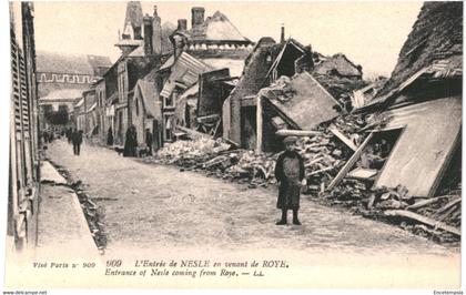 CPA carte postale France Nesle  Entrée de Nesle en venant de Roye Ruines  VM62666