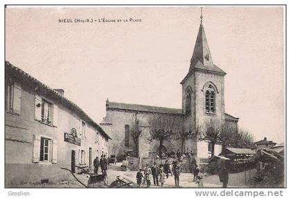 NIEUL (HTE V) L'EGLISE ET LA PLACE (BELLE ANIMATION) 1907