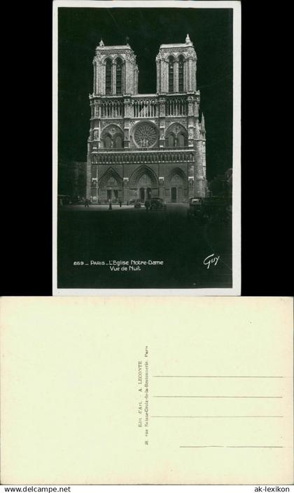 CPA Paris Kathedrale Notre-Dame bei Nacht Autos 1938