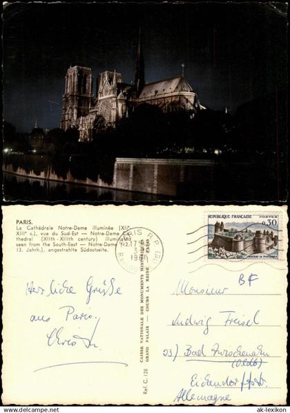 CPA Paris Kathedrale Notre-Dame la Nuit - bei Nacht 1964