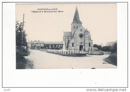 carte 1920 OURVILLE EN CAUX / EGLISE ET MONUMENT AUX MORTS