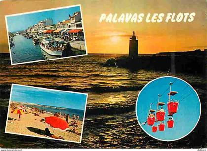 34 - Palavas les Flots - Multivues - Scènes de Plage - Bateaux - Télécabines - Flamme Postale de Palavas les Flots - CPM