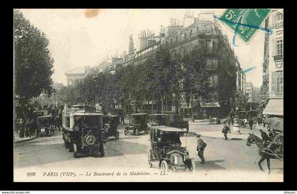 75 - Paris 01 - Boulevard de la Madeleine - Animée - Automobiles - Omnibus - CPA - Voir Scans Recto-Verso