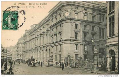 Dép 75 - Paris - Arrondissement: 01 - Hotel des Postes et rue du Louvre - bon état général