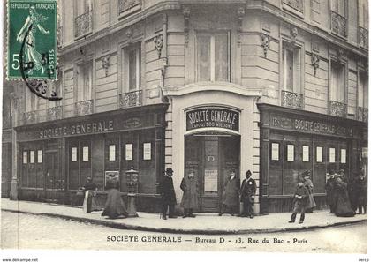 Carte  Postale  ancienne de PARIS - Société Générale, Bureau D, 13 rue du Bac