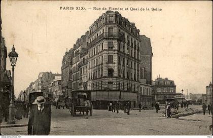 75 - PARIS - arrondissement 19 - rue de Flandre et Quai de la Seine