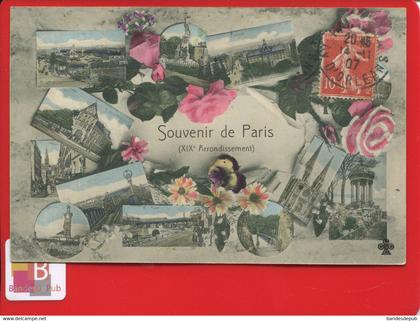 Souvenir de Paris 19 e arrondissement carte Multi vues