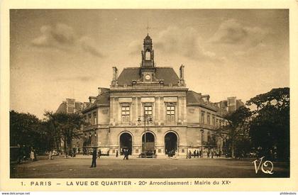 PARIS 20 arrondissement " La vue de quartier "  Mairie