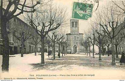 42 - Pélussin - Place des Croix - Effet de Neige - CPA - Voir Scans Recto-Verso