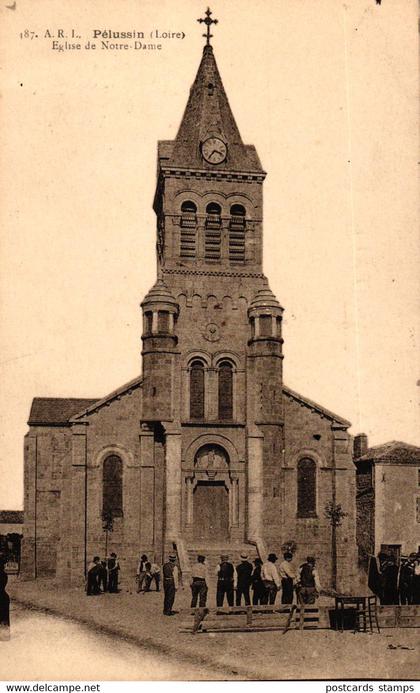 Pélussin / Loire, Eglise de Notre Dame, Boule, Pétanque, um 1910/20