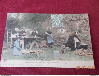 CPA - Ploërmel - Préparation d'un Repas de Noces à la Campagne