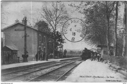 CARTE POSTALE ANCIENNE DE PRAUTHOY  -  LA GARE