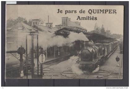 29 - Quimper - " Je pars de Quimper , Amitiés " - animée - Locomotive