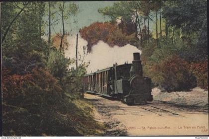 CPA couleur Royan St Palais sur Mer Le Tram en forêt CAP Flamme Royan Station balnéaire Climatique Circulée 1930