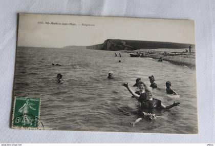 Saint Aubin sur mer, baigneurs, Calvados 14