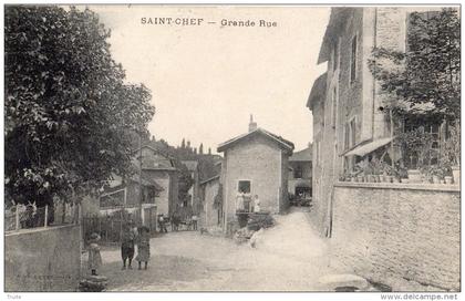 SAINT-CHEF GRANDE RUE ANIMEE + TAMPON MILITAIRE 14E CORPS D'AREE HOPITAL NUMERO 124 BIS SAINT-CHEF MEDECIN-CHEF RARE