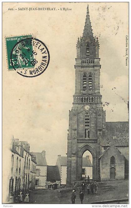 - morbihan -ref-D52 - saint jean brevelay - st jean brevelay - eglise -  carte bon etat -