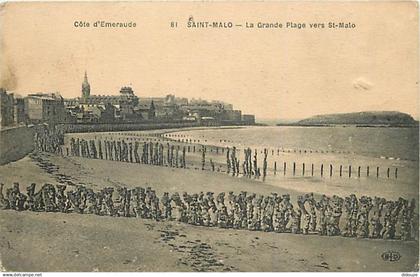 35 - Saint Malo - La Grande Plage vers Saint-Malo - CPA - Voir Scans Recto-Verso