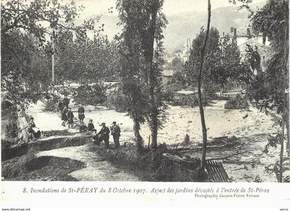 Carte POSTALE Ancienne  de SAINT PERAY - Inodations du 8 Octobre 1907, jardins dévastés