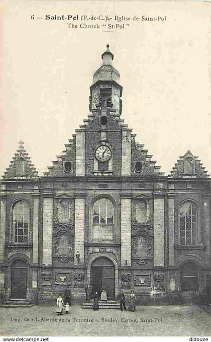 62 - St Pol sur Ternoise - Eglise de Saint Pol - Animé - Ecrite - Voir Scan Recto-Verso