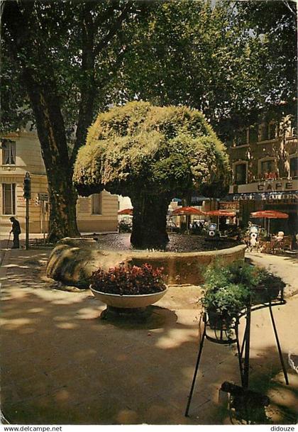 13 - Salon de Provence - La Fontaine moussue et la Place Crousillat - Flamme Postale de Salon de Provence - Etat carte a