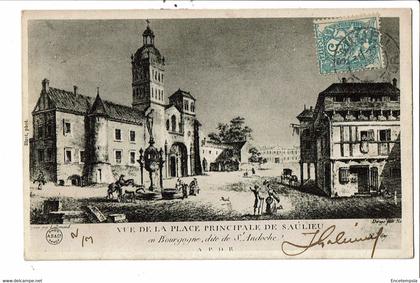 CPA-Carte Postale France-Saulieu Vue de la Place Principale l'ancien Saulieu Gravure début 1900-VM31775at