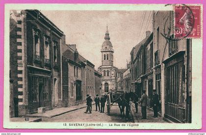 Savenay - La Rue de l'Eglise - Attelage - Calèche - Animée - Edit. F. CHAPEAU