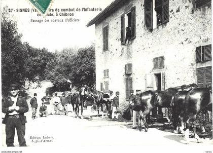 Carte POSTALE Ancienne de  SIGNES - Tirs de combat de l'Infanterie Coloniale à CHIBRON, chevaux d'Officiers