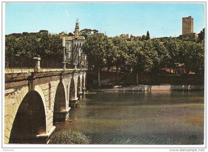 CPSM FRANCE 30 GARD SOMMIERES - Pont sur le Vidourle - L'Horloge et la Tour - 1968