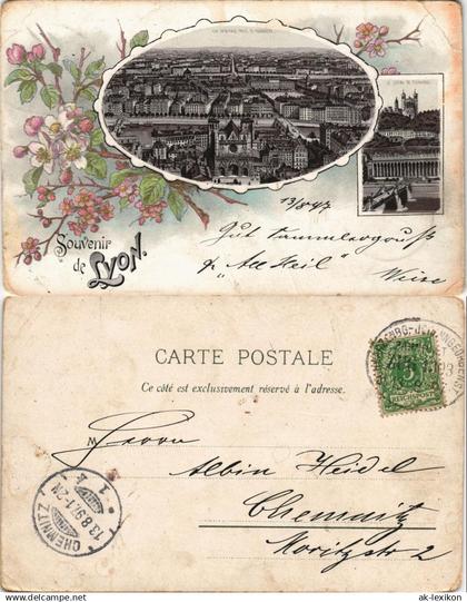 CPA Litho AK Lyon 2 Bild Stadt - Blumenornament 1897