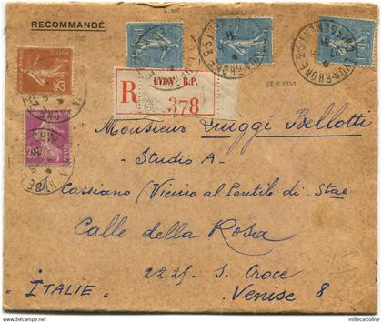 FRANCE, REGISTERED FROM LYON, 1931, 5 STAMPS "SOWER"         m