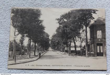 Cpa 1919, Sotteville les Rouen, l'avenue du 14 juillet, Seine maritime 76