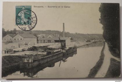 SOUPPES SUR LOING la Sucrerie et le Canal Vue animée Circulée timbrée