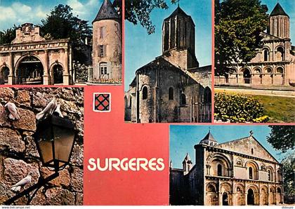 17 - Surgères - Multivues - Blasons - Flamme Postale de Surgères Flamex 80 - CPM - Voir Scans Recto-Verso