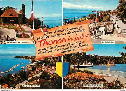 74 - Thonon les Bains - Multivues - Blasons - CPM - Voir Scans Recto-Verso