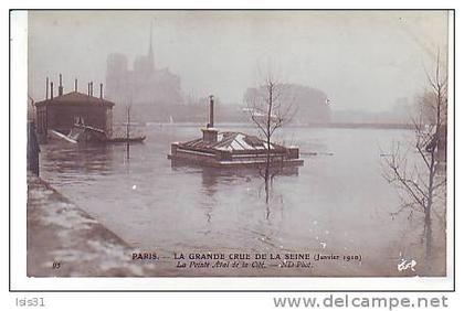 Dép 75 - Paris - Arrondissement: 04 - Inondations de 1910 - RF4983 - La pointe aval de la Cité - état