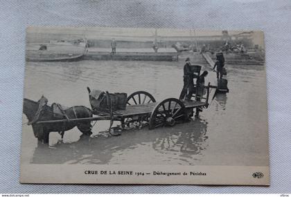 Paris 75, déchargement de péniches, inondations 1910