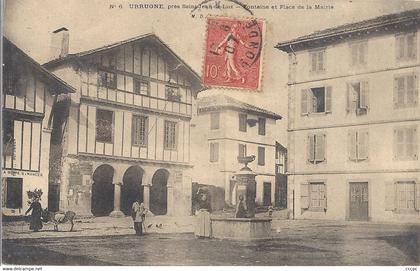 CPA Urrugne près Saint-Jean-de-Luz Fontaine et place de la Mairie