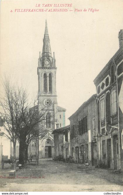 / CPA FRANCE 81 "Villefranche d'Albigeois, place de l'église" / Le Tarn Illustré