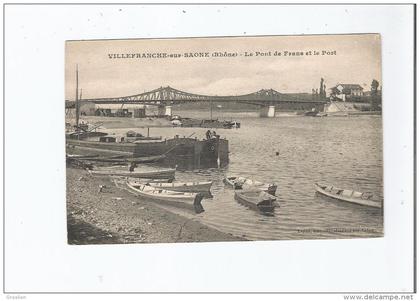 VILLEFRANCHE SUR SAONE (RHONE) LE PONT DE FRANS ET LE PORT (PENICHE ET PETITES EMBARCATIONS)